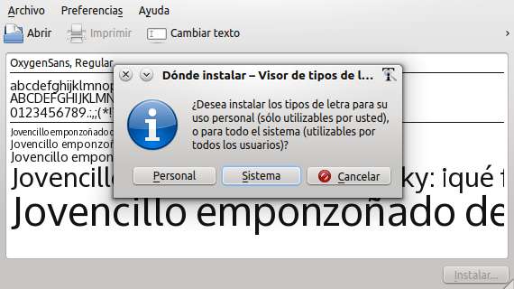 Instalando tipos de letra en KDE