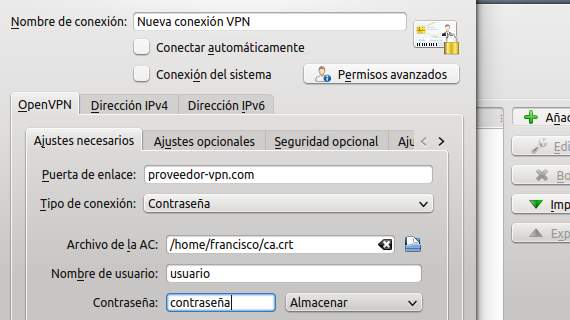 Creando una conexión VPN en KDE Creando una conexión VPN en KDE