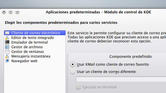 Configurando las aplicaciones predeterminadas en KDE Configurando las aplicaciones predeterminadas en KDE