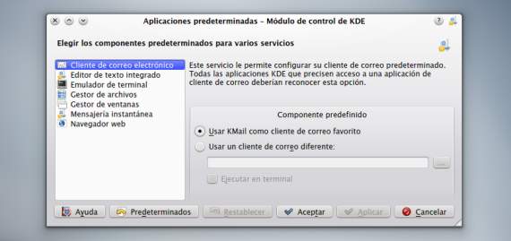 Configurando las aplicaciones predeterminadas en KDE Configurando las aplicaciones predeterminadas en KDE