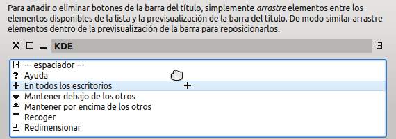 Cambia la posición, agrega y quita botones de las barras de título en KDE