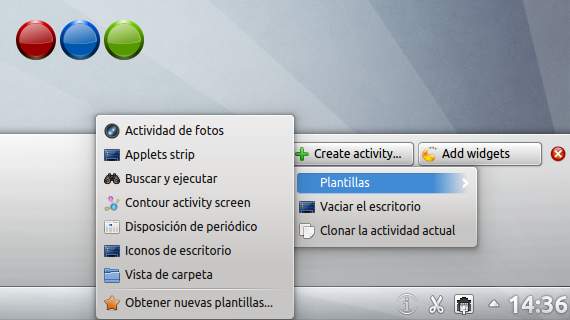 Creando actividades en KDE Creando actividades en KDE