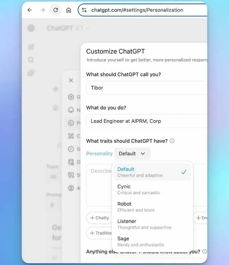 Elegir-personalidad-ChatGPT Elegir-personalidad-ChatGPT